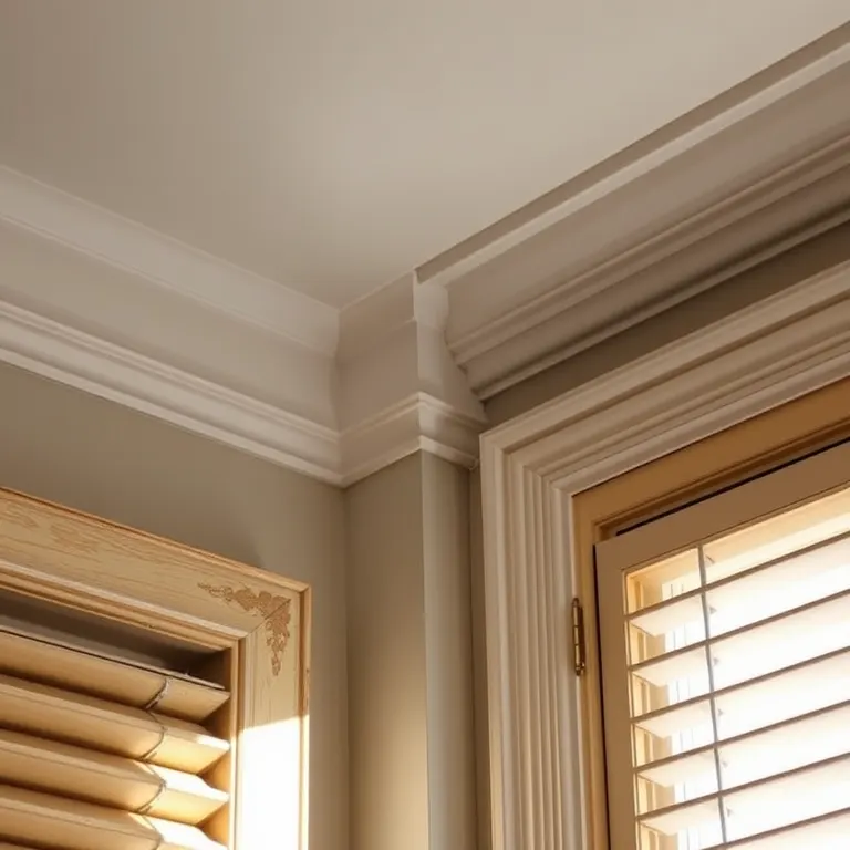 Recast plaster mouldings and a restored shutter at Casa Peris