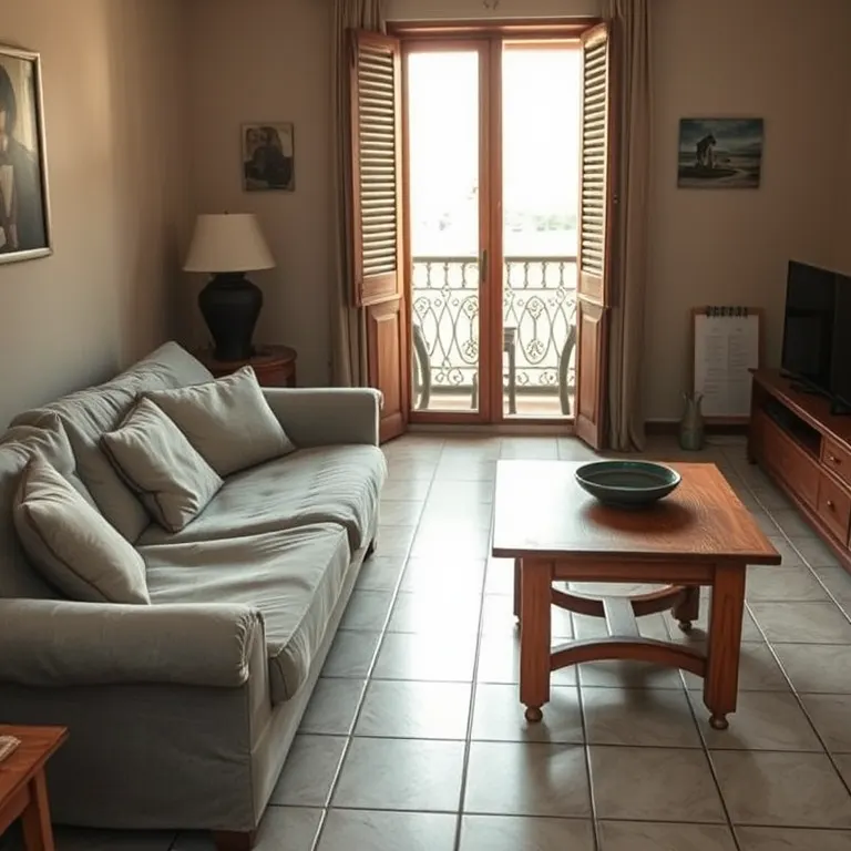 The living room above the market after restyling