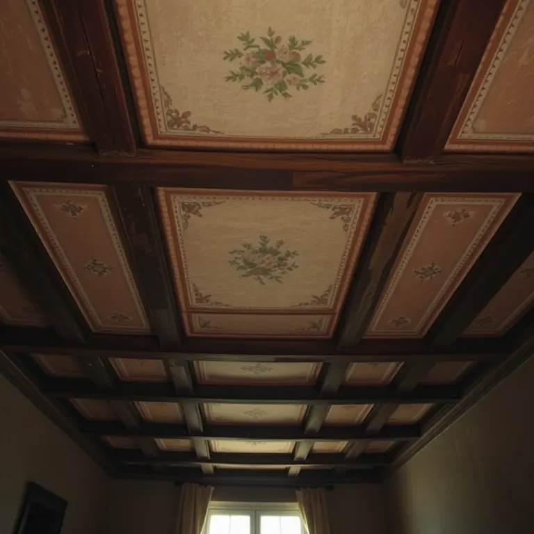 The uncovered painted ceiling of the two rooms on the Rambla